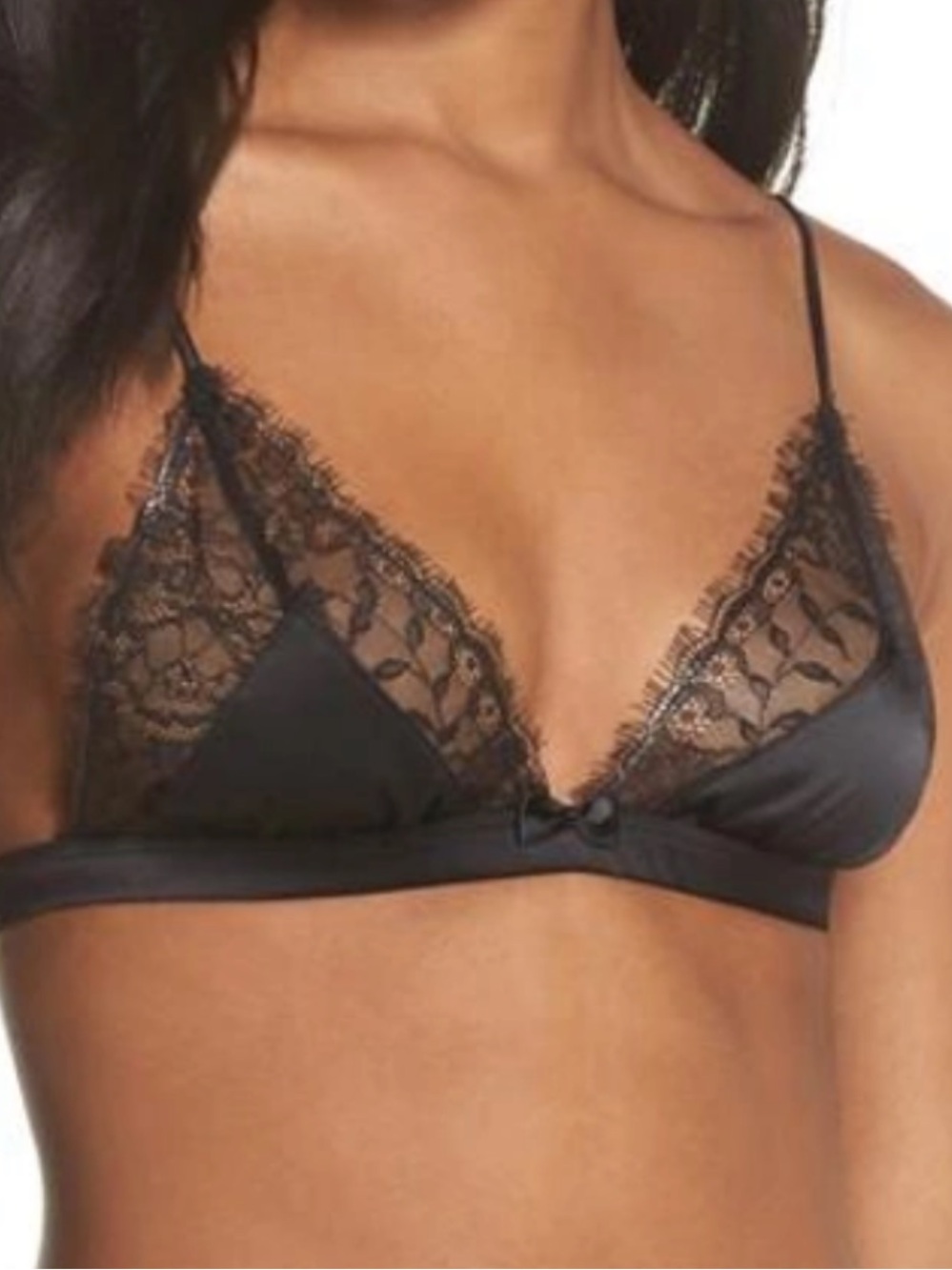 Maison Close Villa Satine Triangle Bra  satin eyelash lace purple S